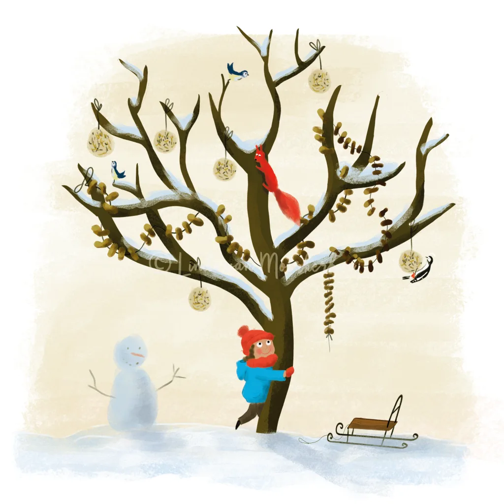 Meisje in de sneeuw illustratie